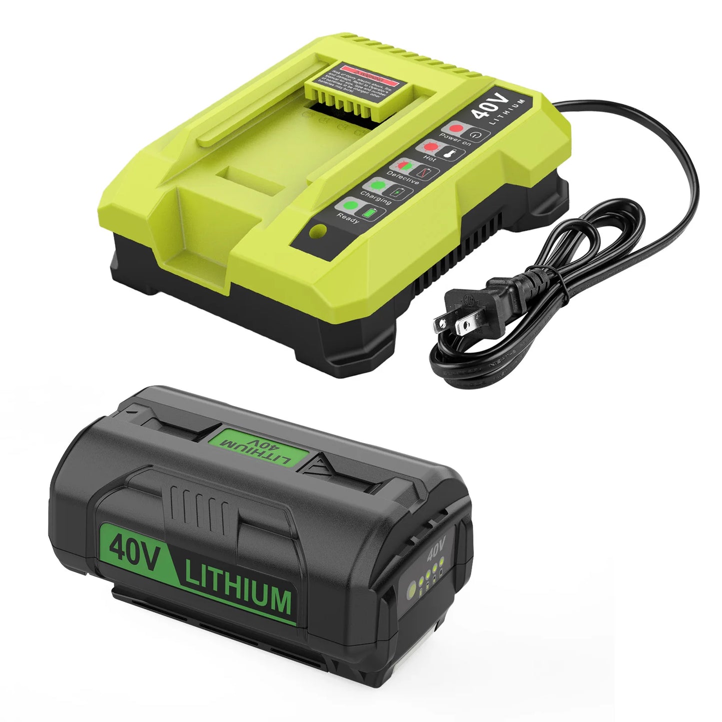 OP401 For Ryobi 40V Battery Charger with 6000mAh Rechargeable Battery Compatible For Ryobi Charger Kit OP4050A OP4040 OP4030