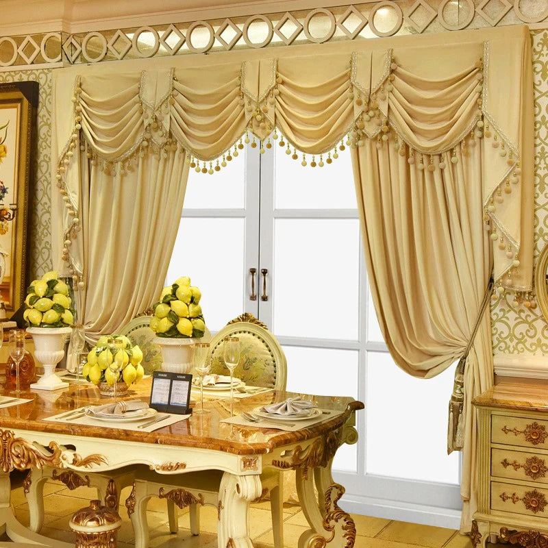 2pcs American curtain living room European luxury atmosphere shading thickened flannelette bedroom finished products, no valance