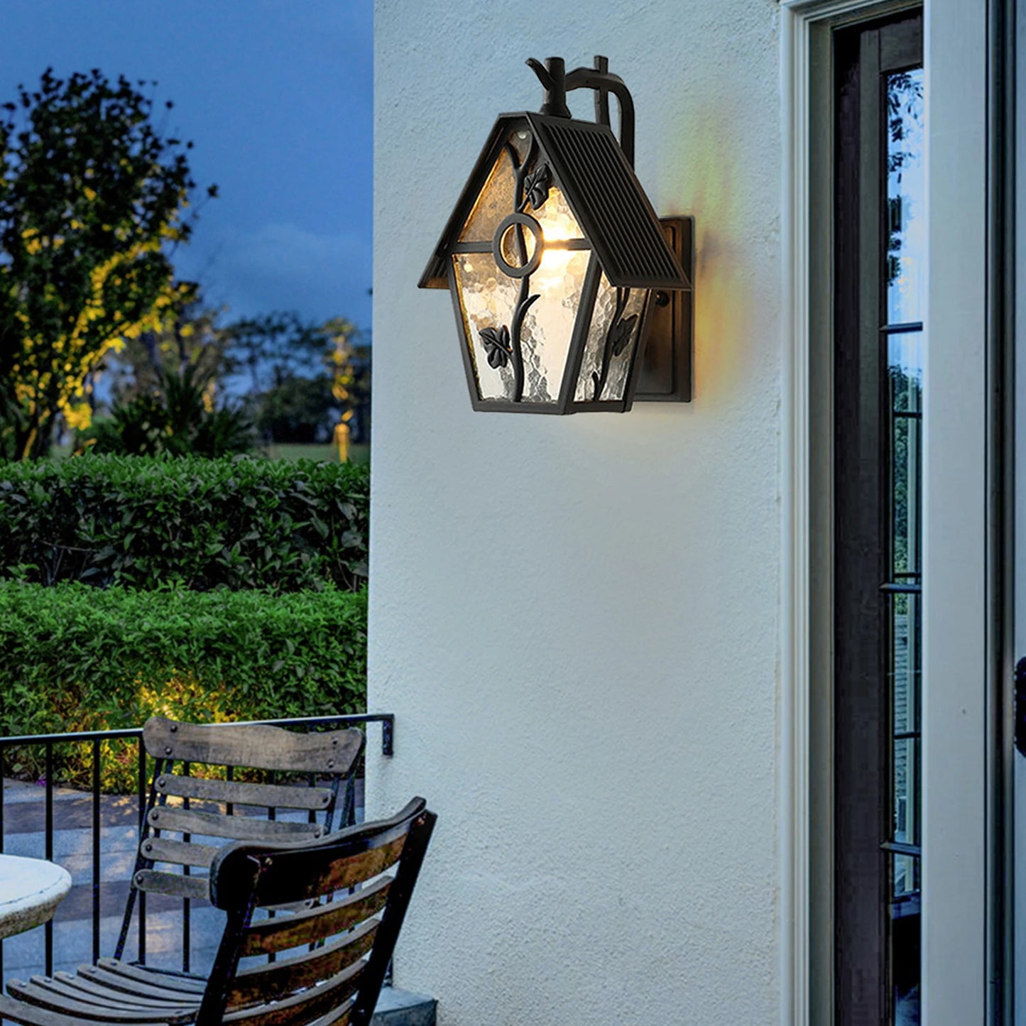 100W European Style House Wall Lamp IP55 Waterproof Outdoor E26 Base Light with Flower Decoration for Garden, Patio & Corridor
