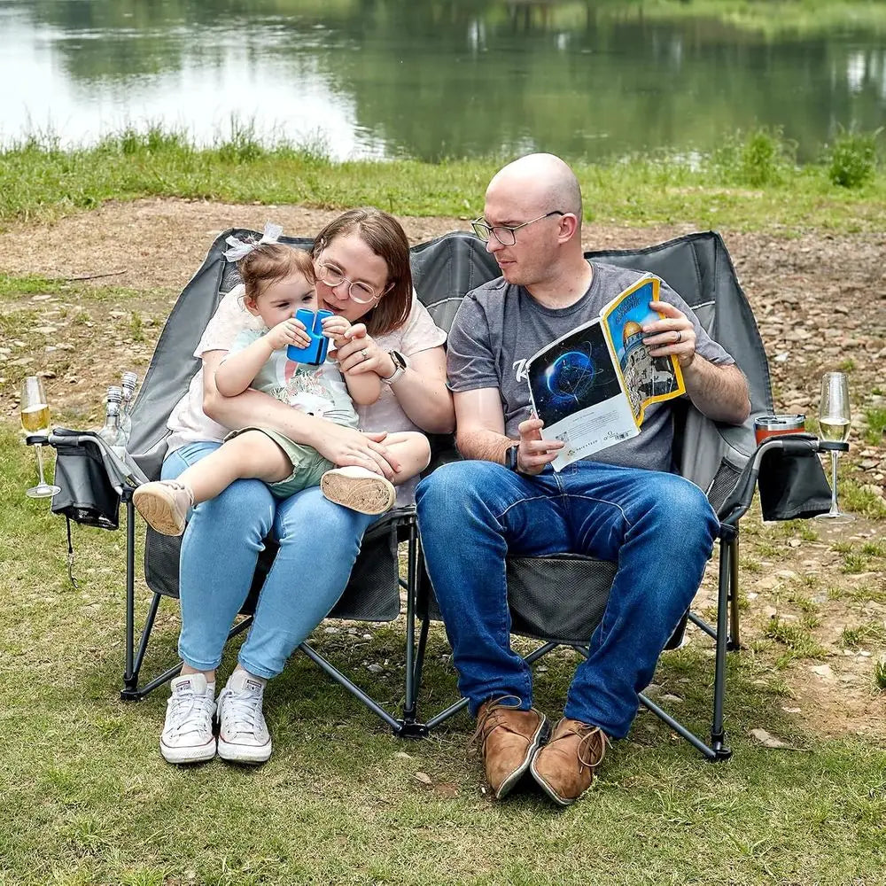 Durable Outdoor Camping Loveseat Chair, Suitable for Campsites, Patios, and Sports Events, Supports 600 lbs