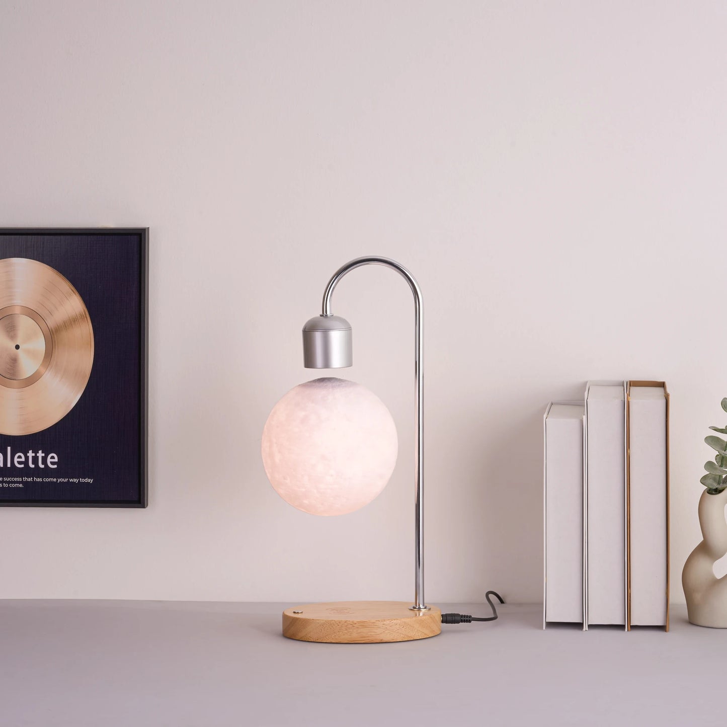Magnetic Levitating Moon Lamp Levitation Plastic Black Table LED Night Light Zero-Gravity Floating Desk Toys for Decoration Gift