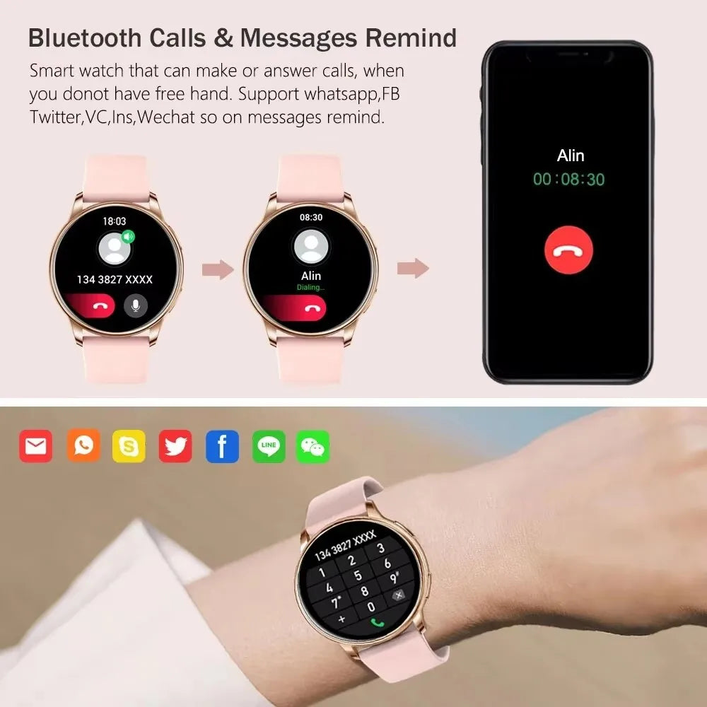 MEVADEN 1.32 inch Luxury Smartwatch Bluetooth Call Women Fashion Sports Fitness Tracker Health Monitor Smart Watch for Ladies