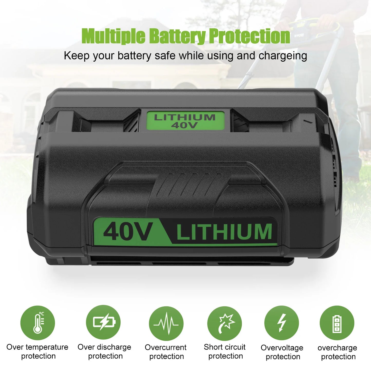 OP401 For Ryobi 40V Battery Charger with 6000mAh Rechargeable Battery Compatible For Ryobi Charger Kit OP4050A OP4040 OP4030