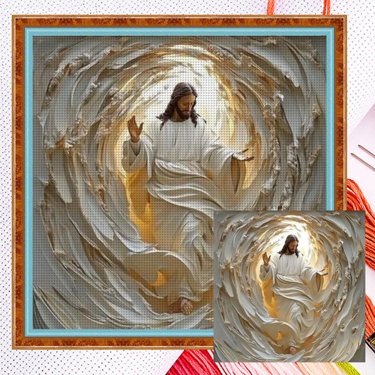 Jesus Full 14CT DIY Counted Cross Stitch Kits for Beginners Adults Home Decor Embroidery Needlepoint Starter Kits 15.60x15.60in