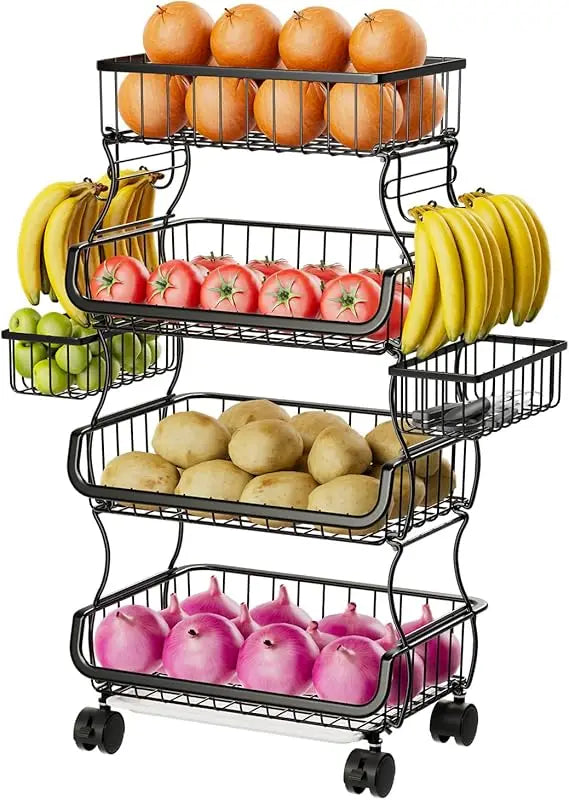 4 Tier Rolling Cart Storage Basket