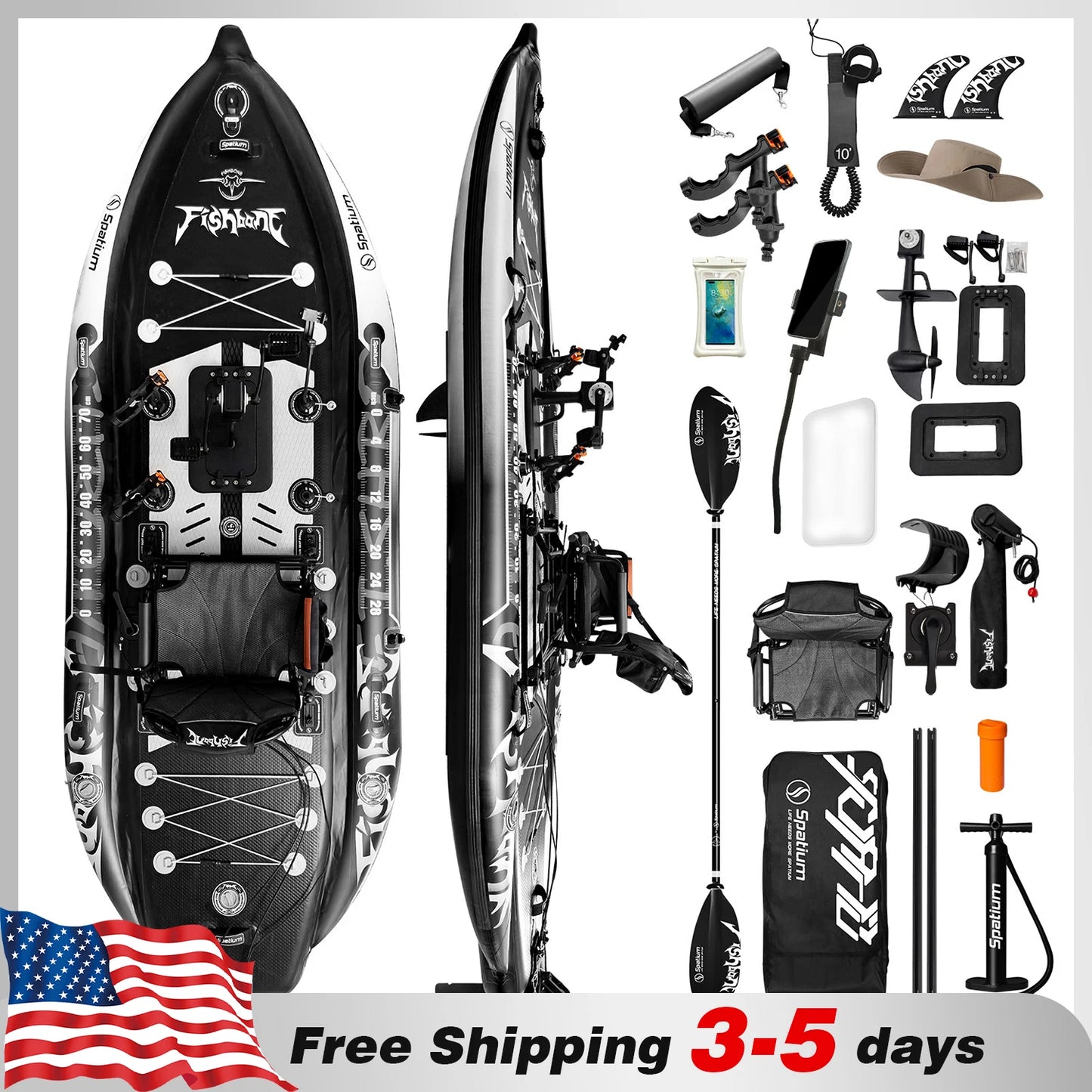 Spatium Fishing Kayak Boat Pedal Drive Sit on Top Pedal Drive Kayak Power System Orientation System, 11'*48"*6",Capacity 660LBS