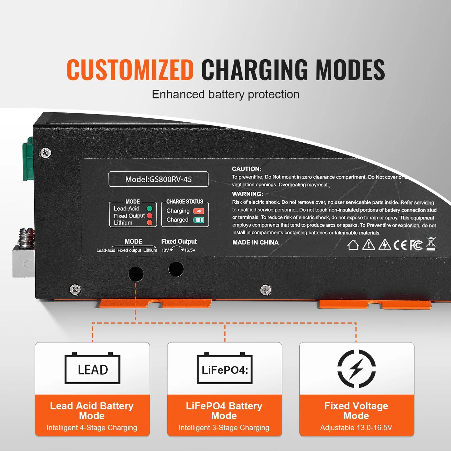 SucceBuy RV Converter 45/55/80Amp 110V AC to 12VDC Battery Charger 4Stage Smart Charging 13V to 16.5V Adjustable Operating Range