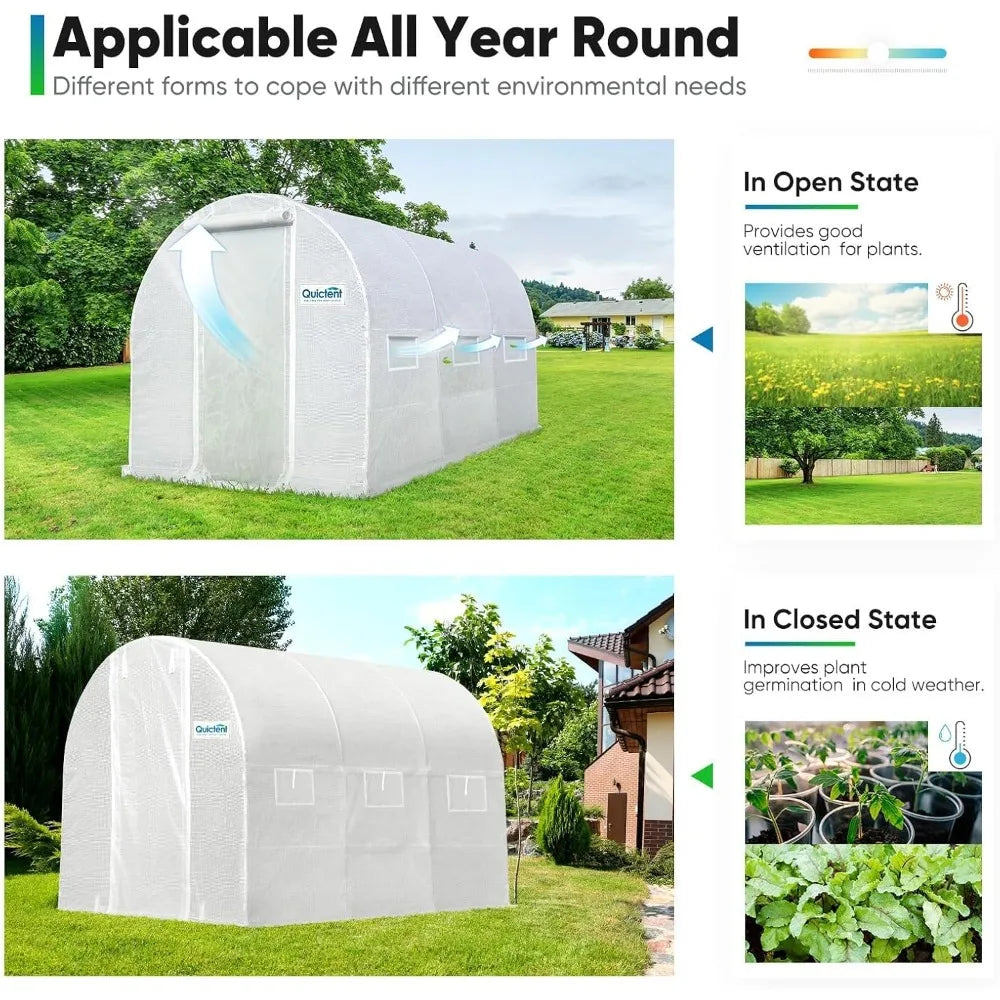 Premium Greenhouse for Outdoors, 10x6.6x6.6FT Upgraded Portable Walk-in Heavy Duty Frame Large Garden Plant Hot Outside Hoop Ho