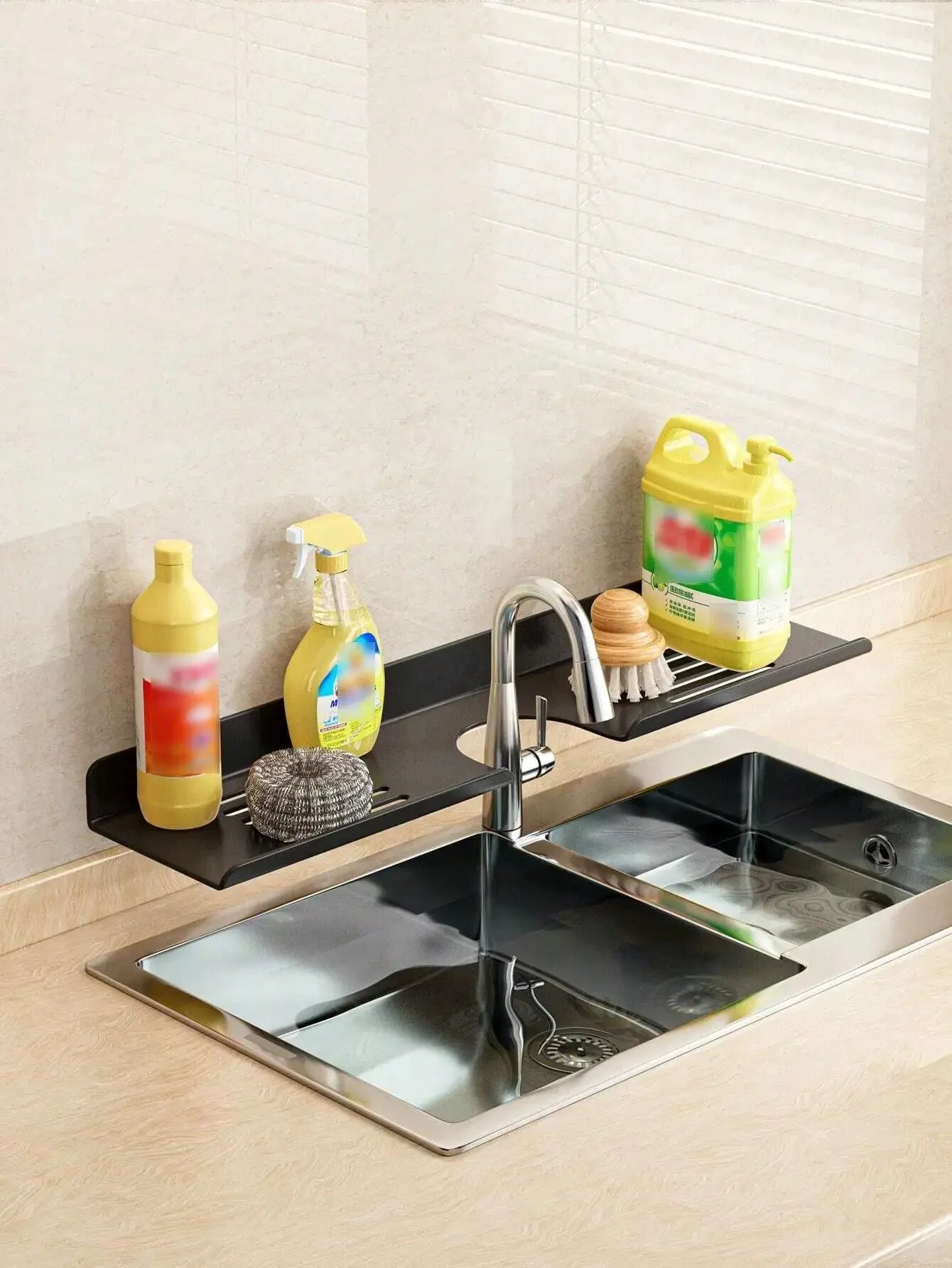 1pc Wash Basin Storage Shelf, Countertop Makeup Organizer, Bathroom & Kitchen Organizer, No Drilling Required