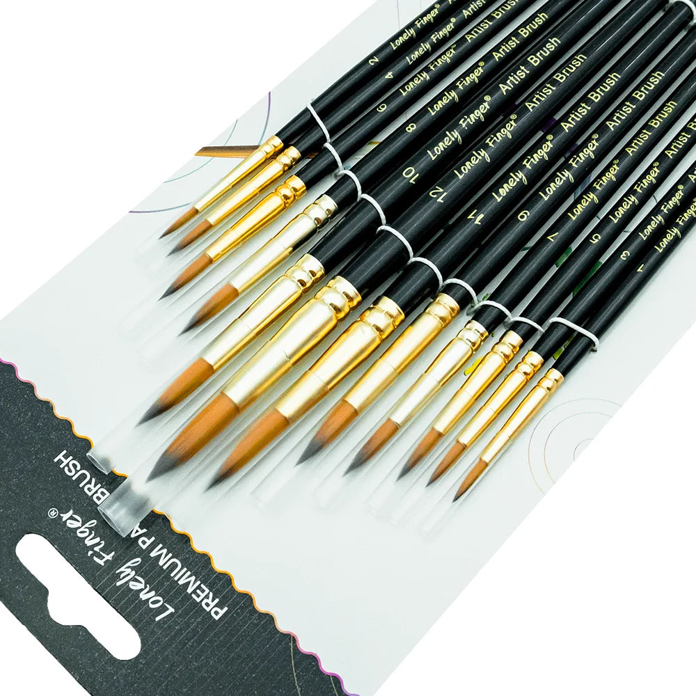 Premium 12-Piece Artist Paint Brush Set - Ultra-Durable Nylon Bristles for Acrylic, Watercolor, Oil & Body Painting