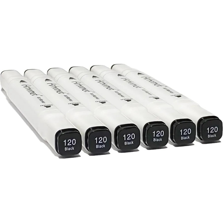 6pcs Black Alcohol Markers Set with Dual Tips for Art Drawing and Sketching Ideal for Beginners and Adults Perfect for ' Creati