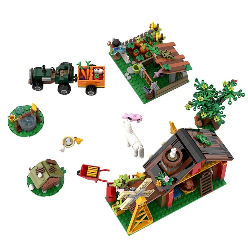 649PCS Creative Windmill Farm Building Blocks with Agricultural Car Animals Trees Plants Brick Accessories Puzzle Kids Toys Gift