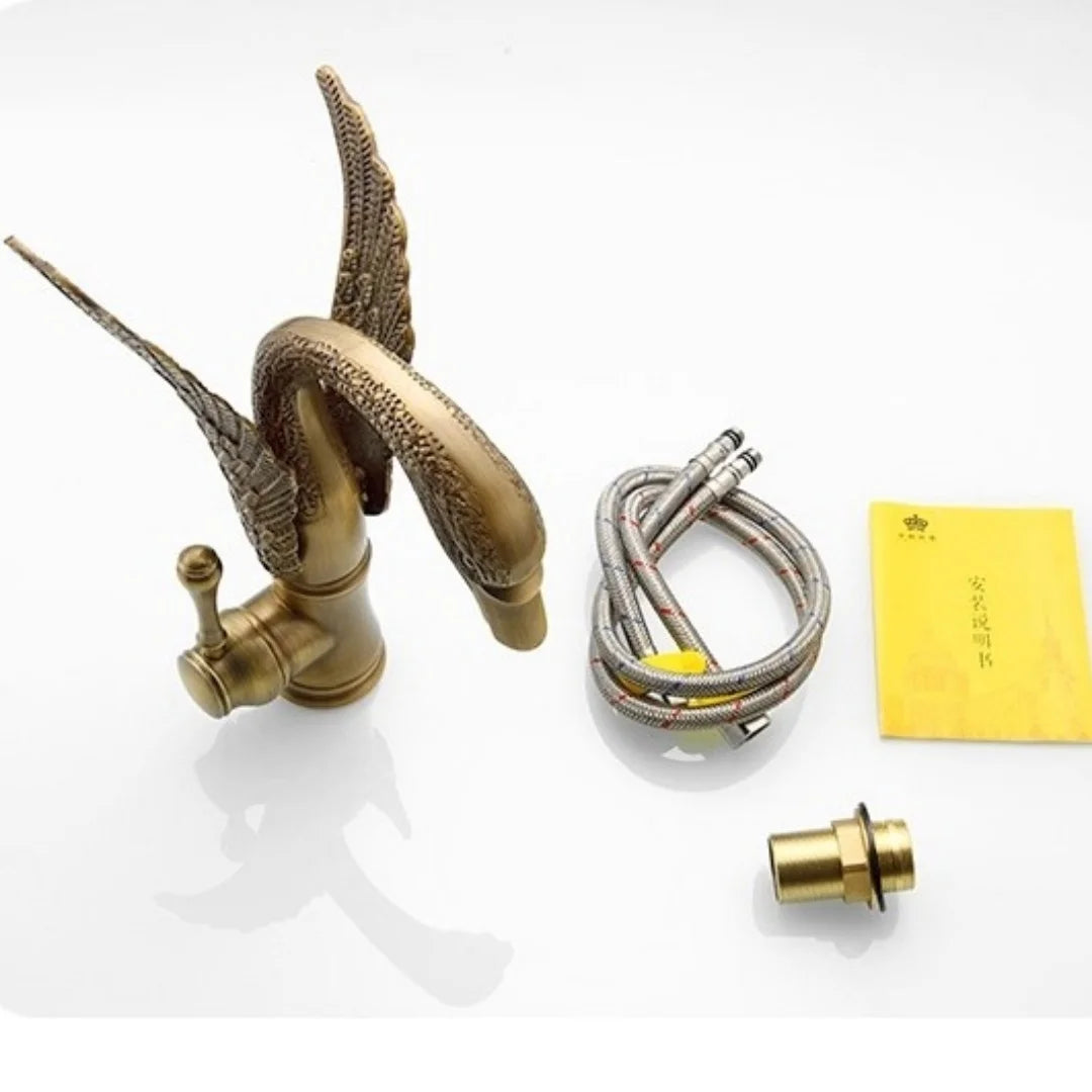 Antique Bronze Swan bathroom faucet copper Gold basin faucet hot cold water faucet black sink faucet Chrome Lavotory Faucet