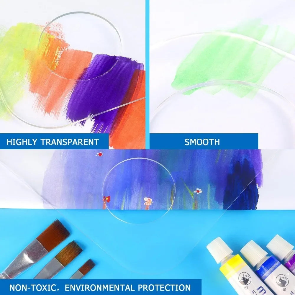 11.8 x 7.9 inch acrylic palette with thumb hole clear paint tray for easy clean non-stick artist tray oil watercolor process