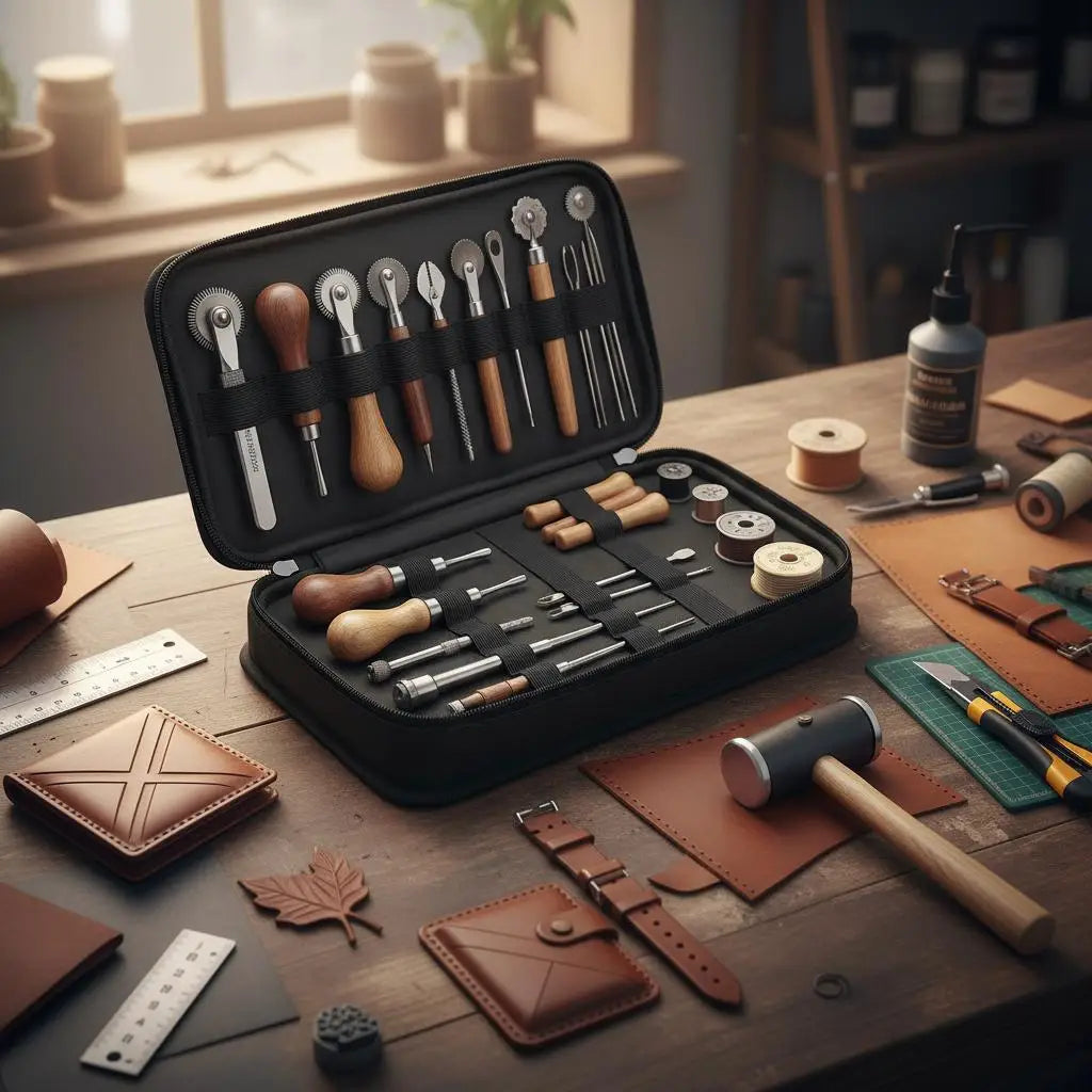 Leather Crafting Supplies Set 38 PCS For DIY Projects Hobby Crafting Professional Repair, Canvas Storage Bag Included Manual