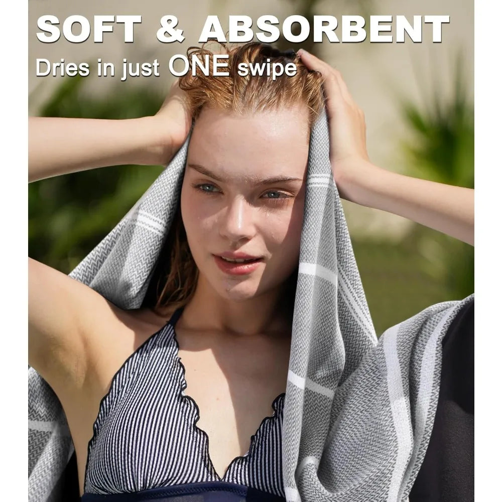 4 Packs Turkish Beach Towels Vacation Essentials Oversized Bath Pool Swim Towel Set Bulk Quick Dry Sand Free Extra Large Xl Big