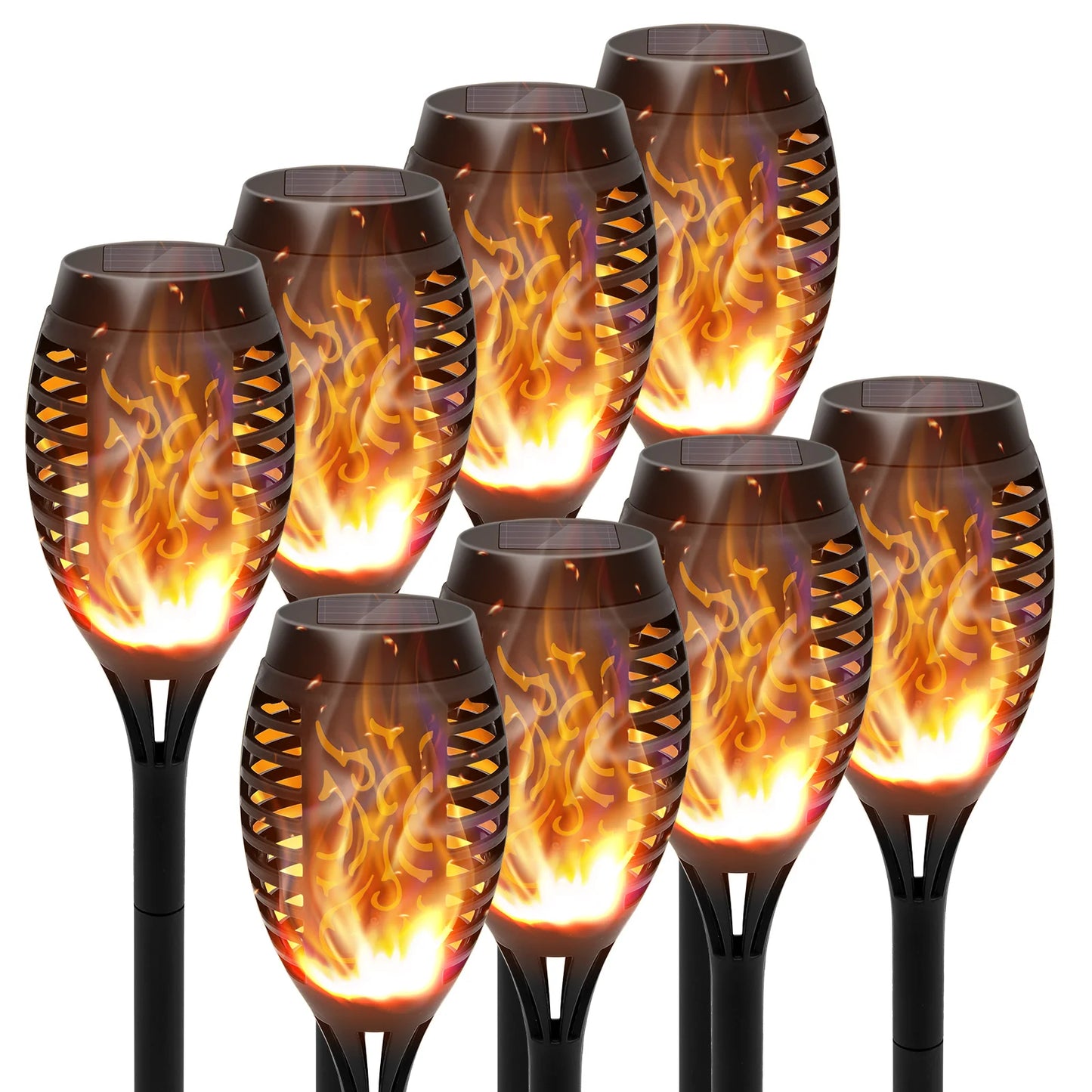 4/6/8/12Pcs Solar Flame Torch Light LED Flickering Outdoor Decoration Powered For Lawn Path Yard Patio Floor Night Lamp