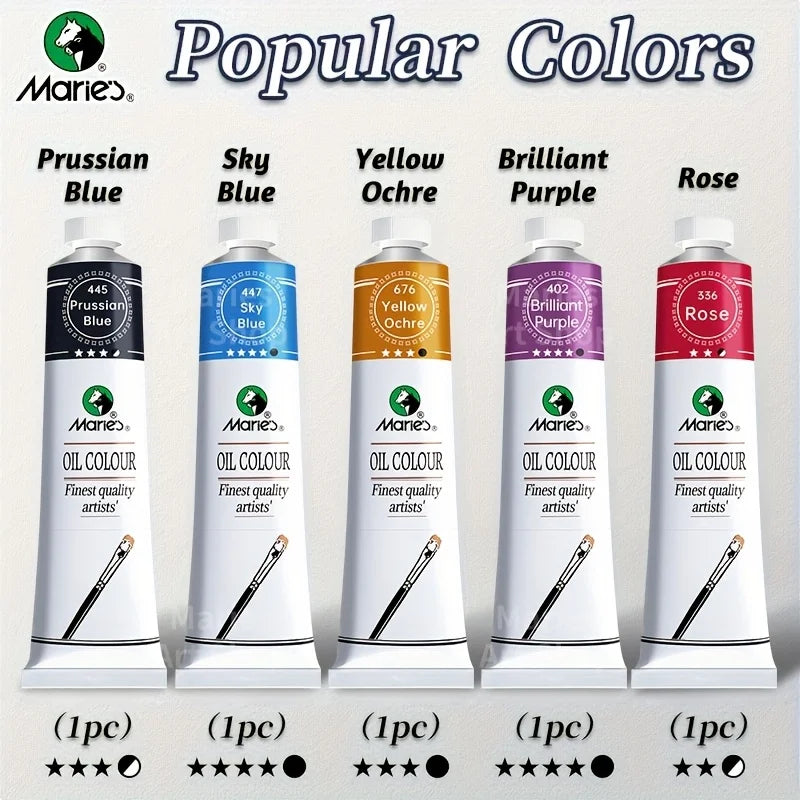 5pcs Marie's Oil Paints Set, 50ml(1.7fl. oz) x 5, Vibrant Colors, Professional  Art Supplies for Artists, Adults & Beginners