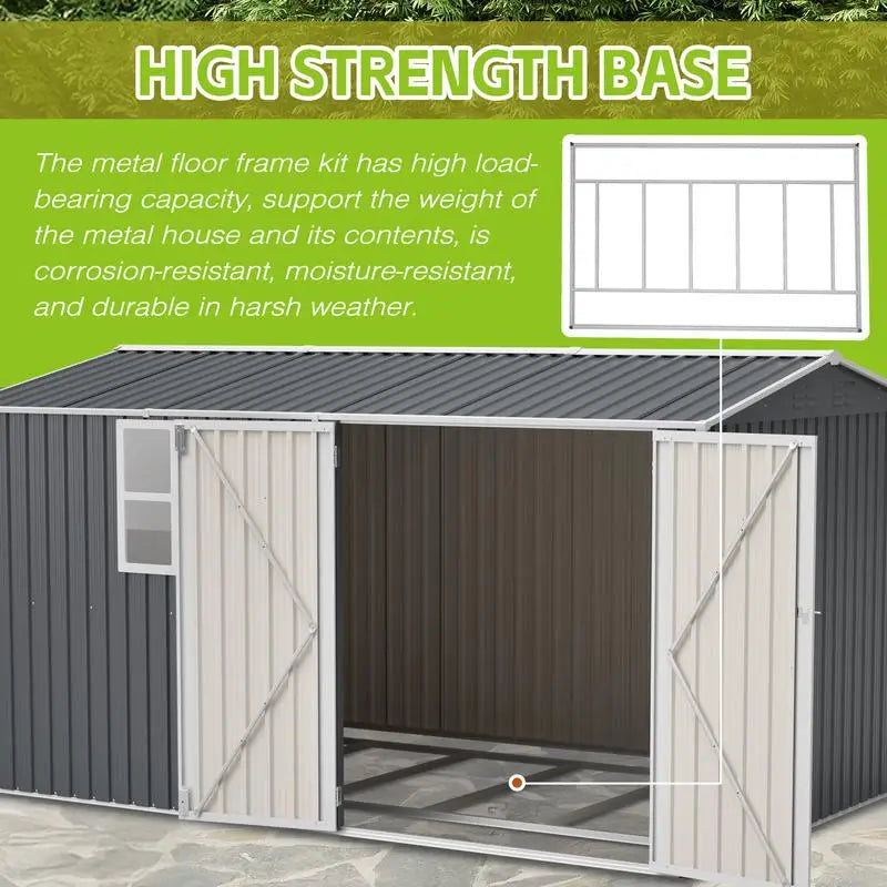 XL Heavy-Duty Steel Storage Shed 8x12 Ft with Window, Hinged Gray Doors & 4 Vents for Backyard, Garden, Patio, Durable &