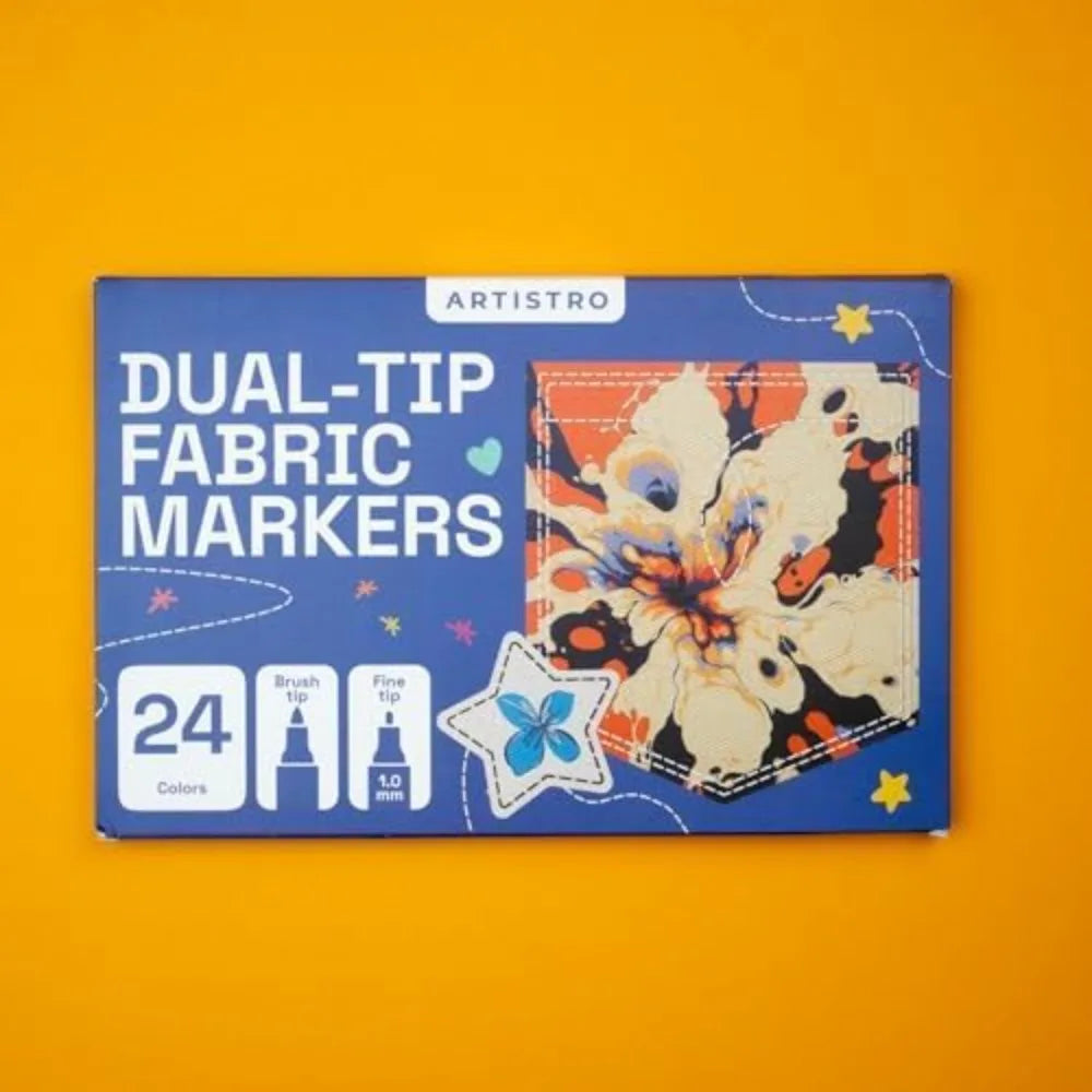 24 Dual-Tip Fabric Markers - Permanent Acrylic Paint Pens for Clothes, Sneakers, Bags, Canvas & DIY Crafts - Brush & Fine Tip