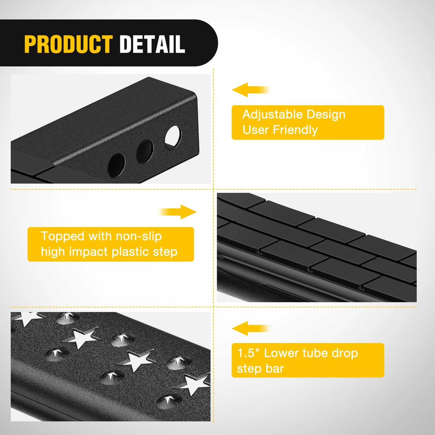 Nilight 36" Hitch Step Fits 2" Receivers Trailer Towing Drop with Rubber Non-Slip Pad Rear Bumper Guard with 5/8" Hitch Pin Clip & U-Bolts Stabilize for Pickup Truck Car SUV