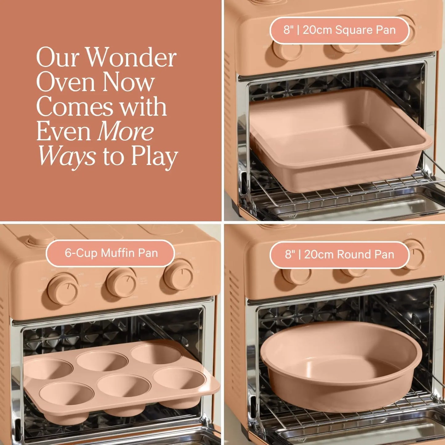 3-Piece Ceramic Nonstick Bakeware Set: 8" Round, 8" Square & 6-Cup Muffin Pan - Oven-Safe to 450°F