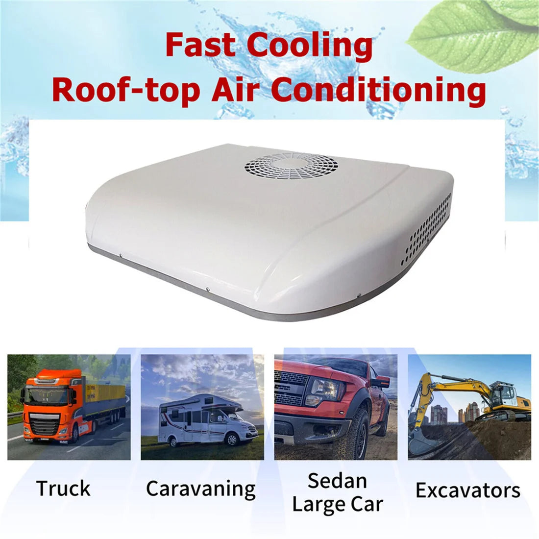 Treeligo 13500BTU Electric Air conditioner 12V Automotive Camper Van Parking Cooling Air Conditioner For RV Rooftop Caravan Bus