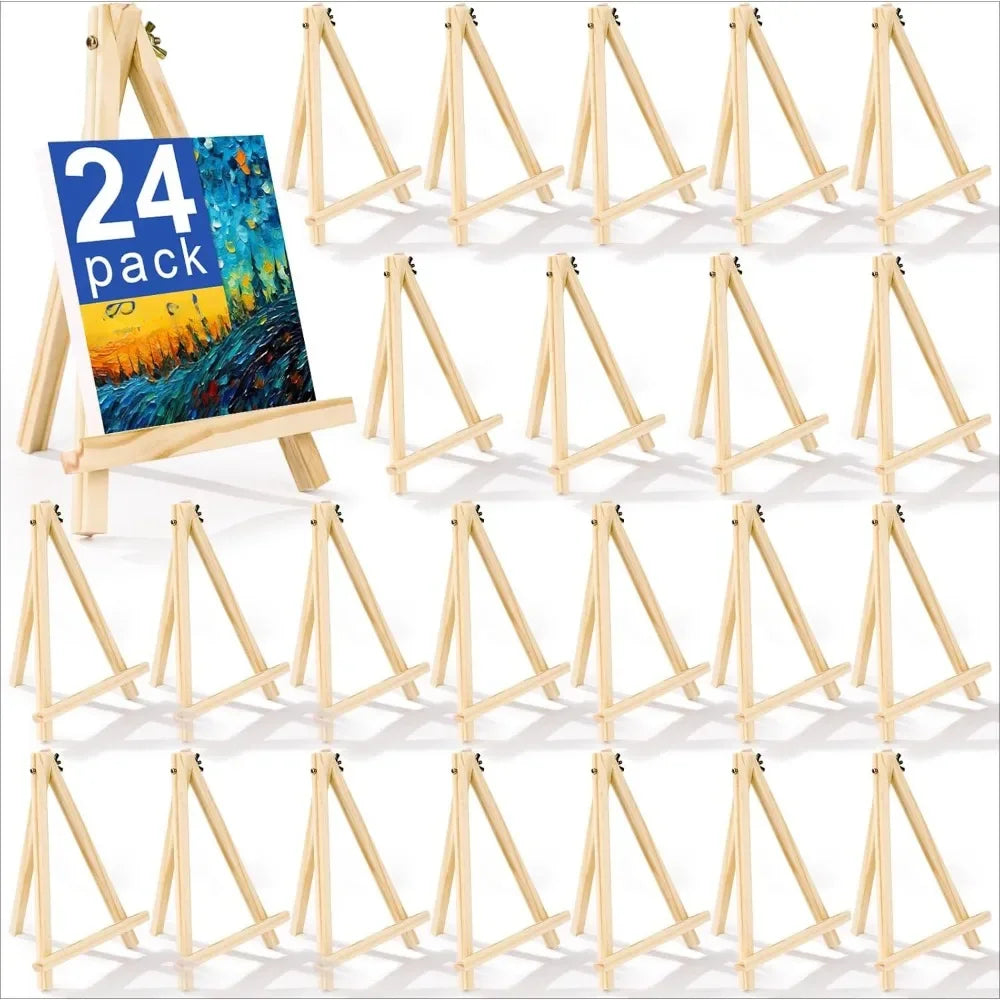 4 packs of 9-inch wooden easels, easel holders for painting canvases, arts and crafts, tripods, painting party easels