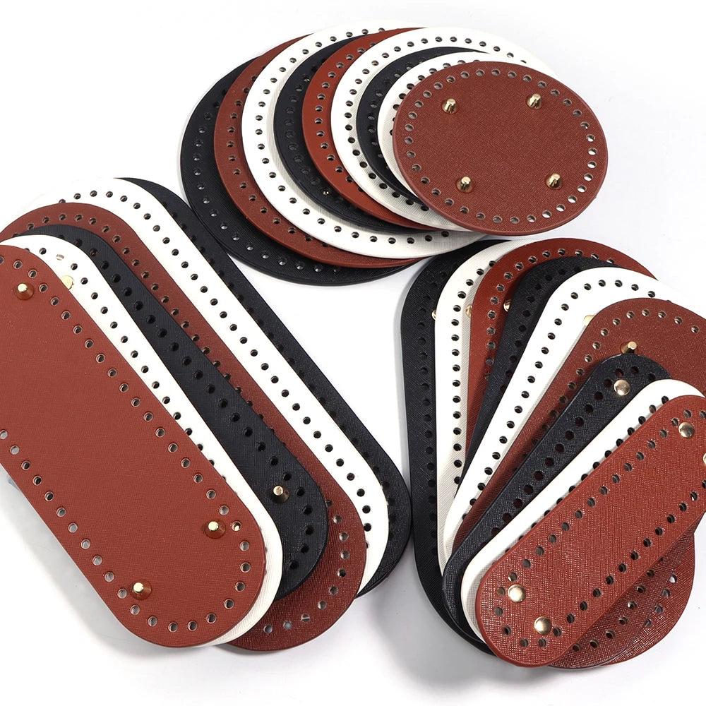 PU Leather Oval/Round Long Knitting Crochet Bags Bottom for DIY Weaving Supplies Home Decor Crochet Bag Bottom Accessories