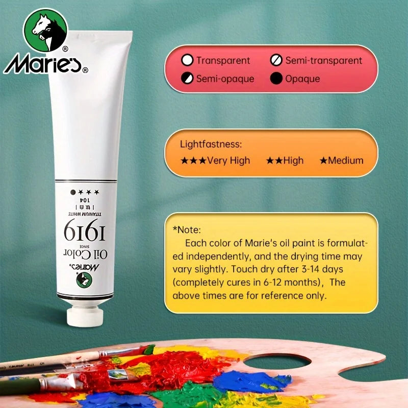 5pcs Marie's Oil Paints Set, 50ml(1.7fl. oz) x 5, Vibrant Colors, Professional  Art Supplies for Artists, Adults & Beginners