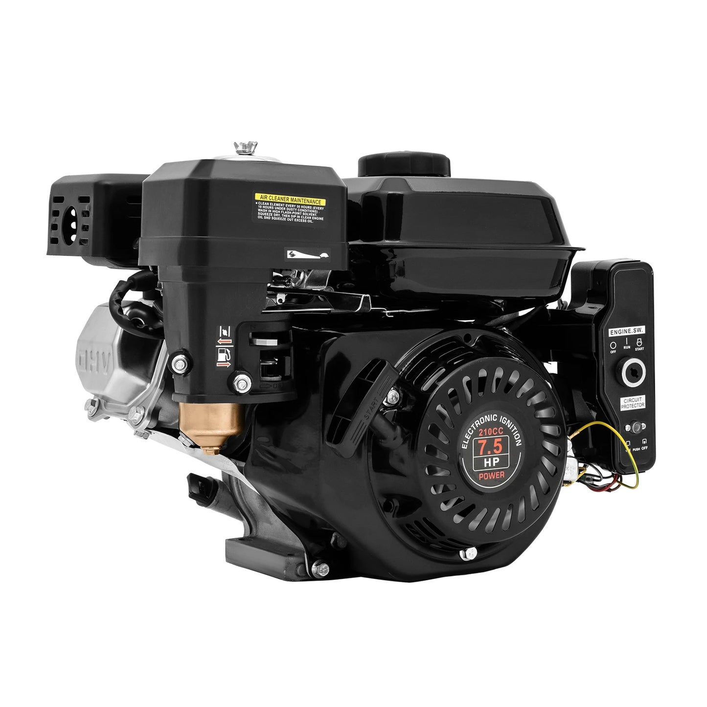 7.5HP 4-Stroke Gasoline Engine 3KW 210CC Hand/Electric Start OHV Air Cooling Gas Engine Motor for Go Karts Compressors 3600RPM