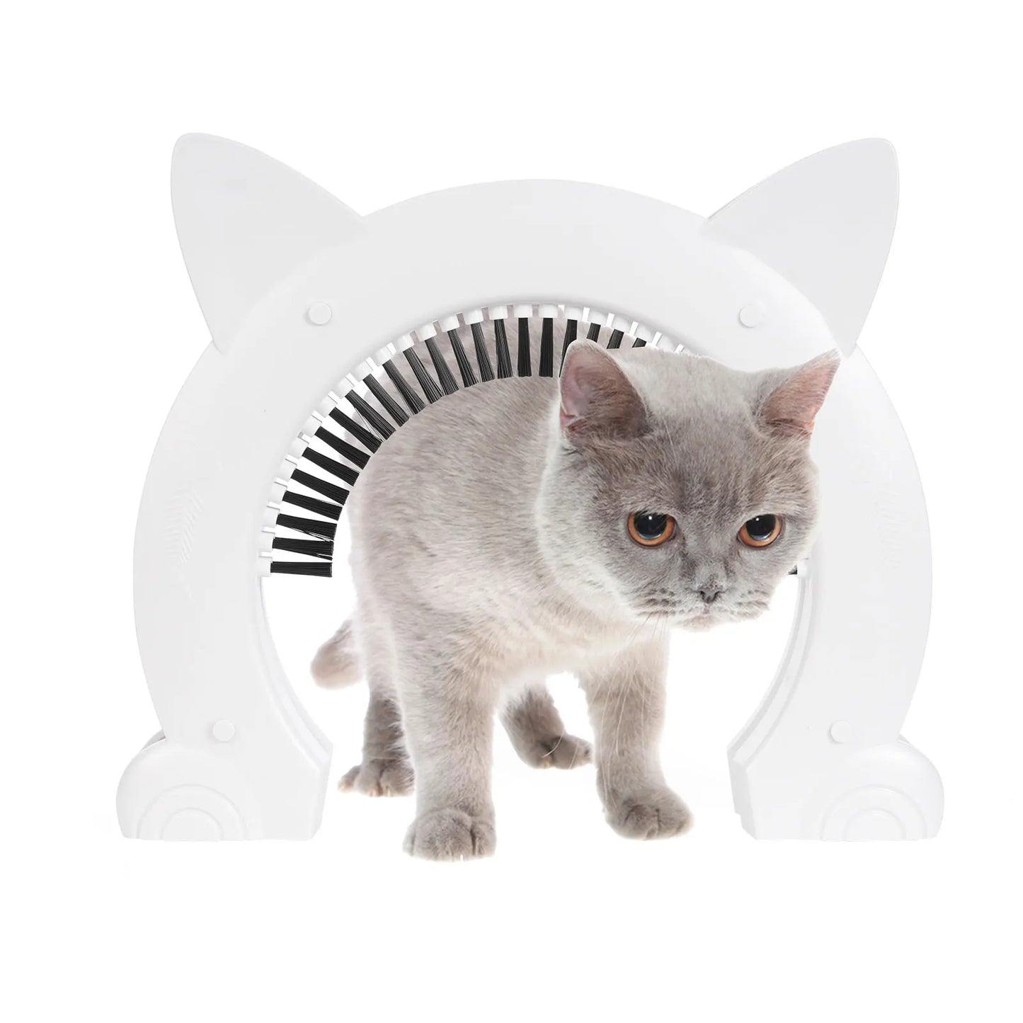 Cat Door, Pet Window, Acrylic Dome, White Brushed Flap for Large Cats, Easy Install Pet Passage, Home Interior Door