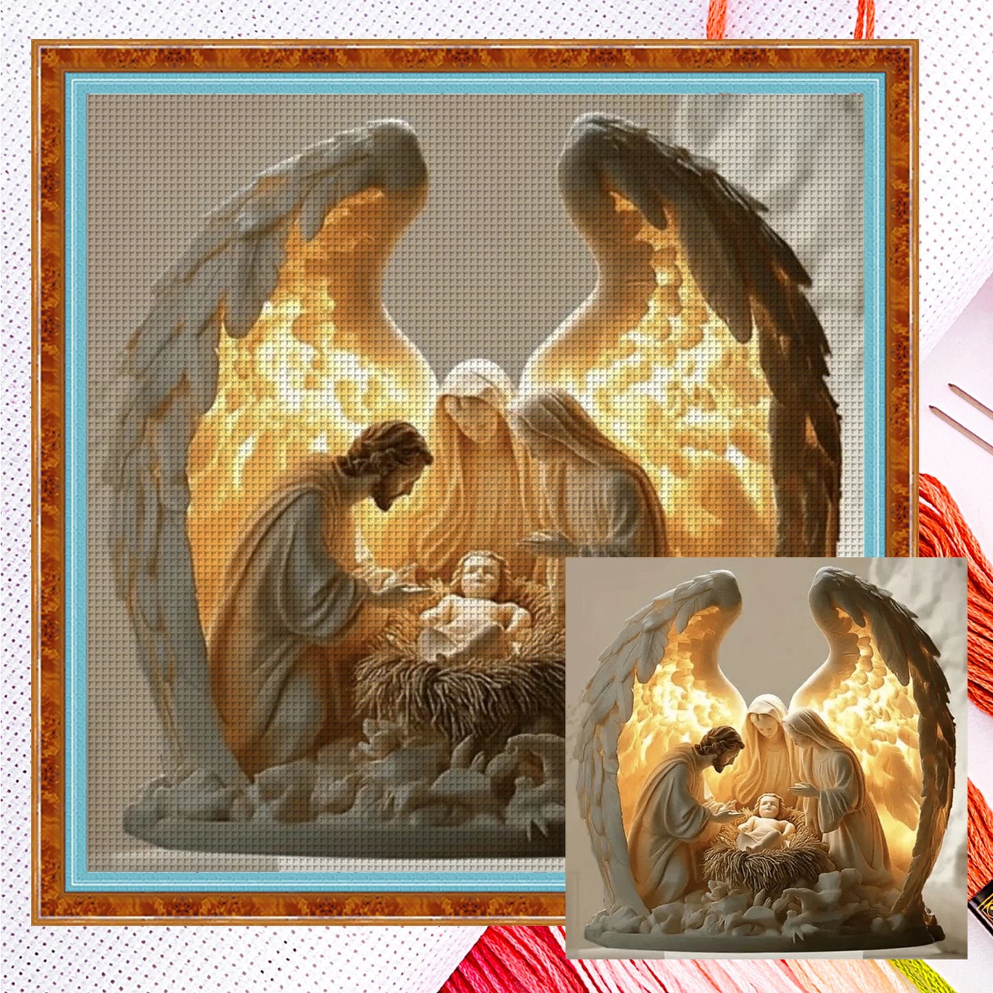 Jesus Full 14CT DIY Counted Cross Stitch Kits for Beginners Adults Home Decor Embroidery Needlepoint Starter Kits 15.60x15.60in