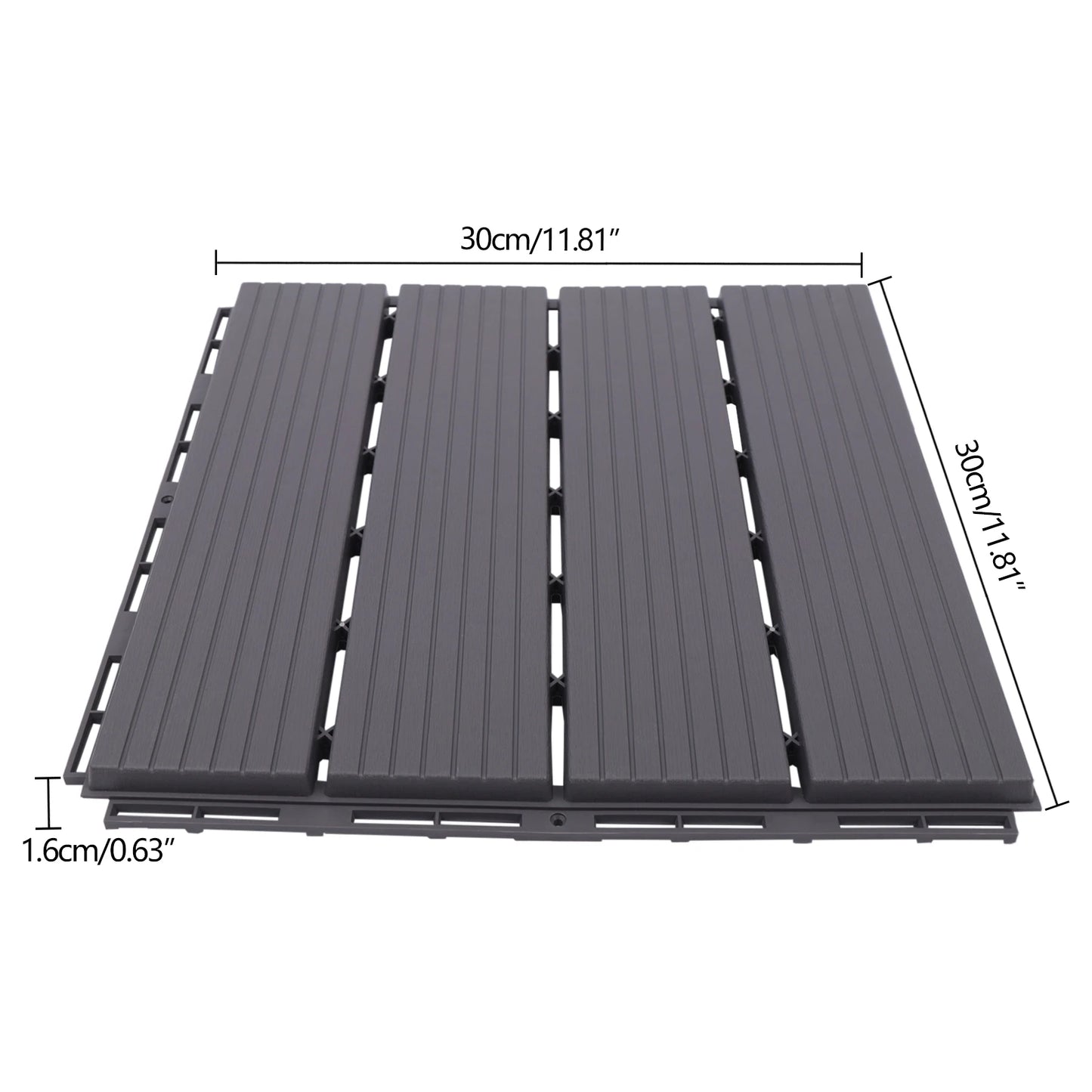 22 PCS Composite Garden Floor Boards 30 x 30cm Quick Splicing DIY Waterproof Anti Slip Outdoor/ Indoor Flooring