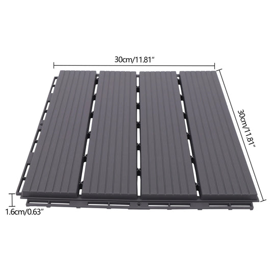 22 PCS Composite Garden Floor Boards 30 x 30cm Quick Splicing DIY Waterproof Anti Slip Outdoor/ Indoor Flooring