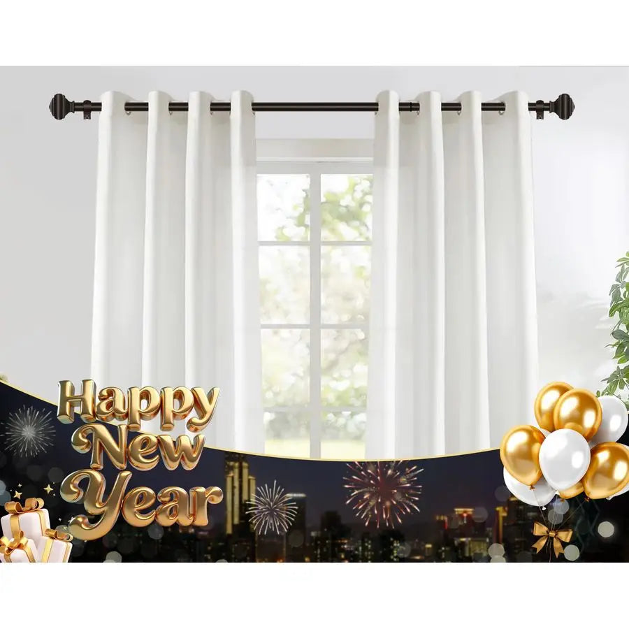 Pack Adjustable Curtain Rods for Windows, 7 8 Inch Bronze Curtain Poles 32 to 58 Inch with Brackets, Splicing Decorative Drapery