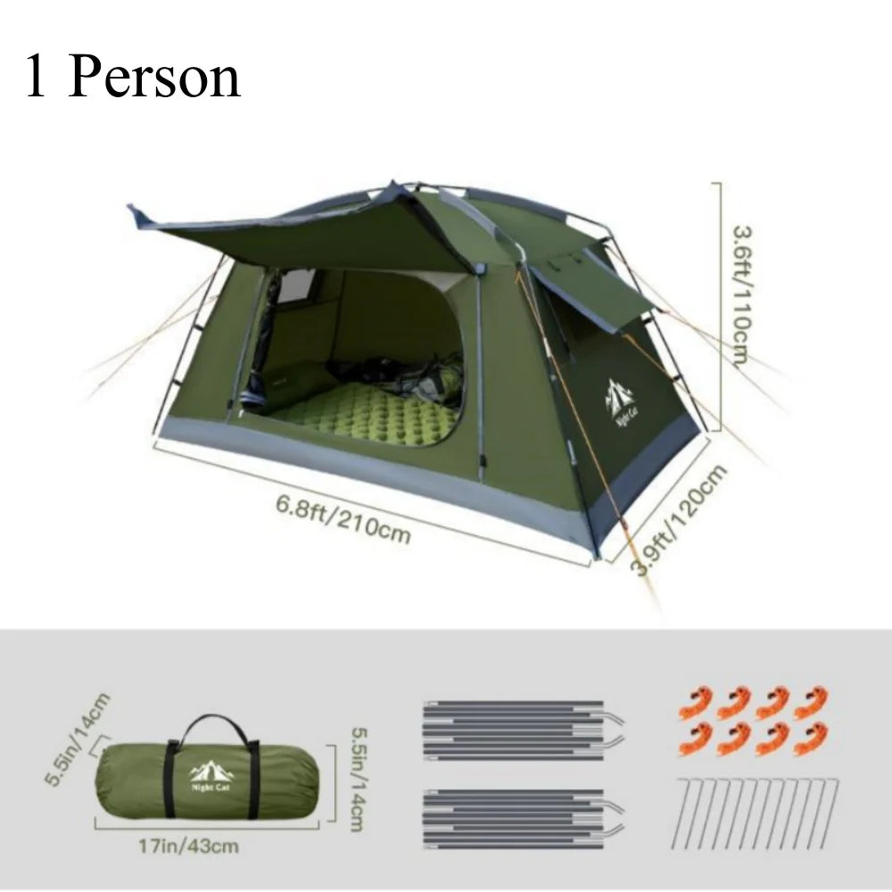 Night Cat Backpacking Tent for Camping: Portable 1-2 Person Hiking Waterproof Tent Quick Setup and Compact for Outdoor Festivals
