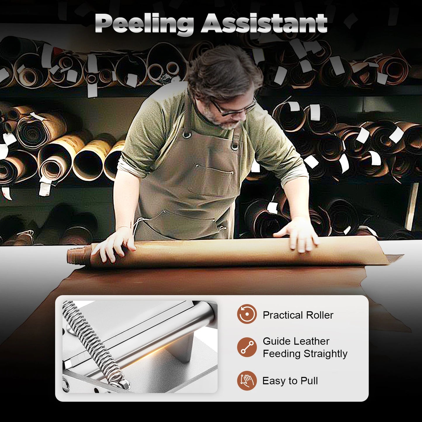 Manual Peeling Machine Leather Tools 304 Stainless Steel Sandblasted Surface Corrosion Rust Wear Resistant for Leather Craft