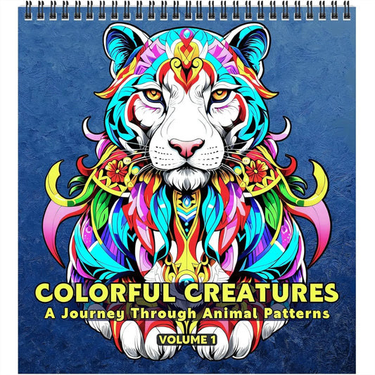 Adult Coloring Book with Mandala Animal Designs - 32 Single-Sided Pages, Spiral Bound for Easy Drawing and Framing, Stress