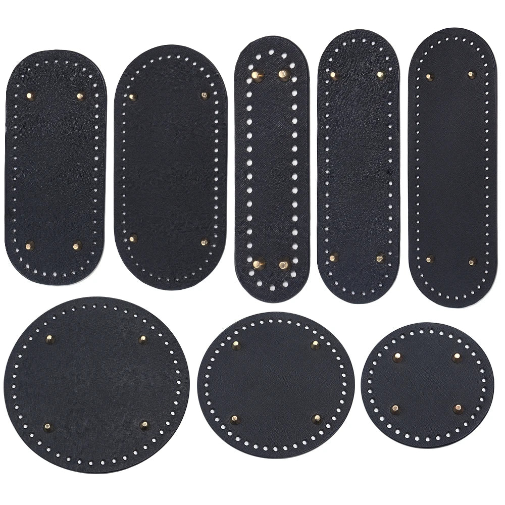 PU Leather Oval/Round Long Knitting Crochet Bags Bottom for DIY Weaving Supplies Home Decor Crochet Bag Bottom Accessories