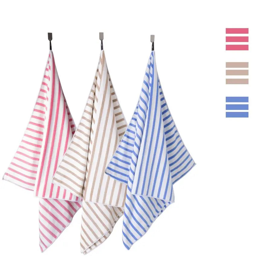 Microfiber Beach Towels, Large Bath Towel Set for Adult, 6 Pack, 27 x 55 Cabana Stripe Absorbent, Quick Dry for Pool, Bathroom,