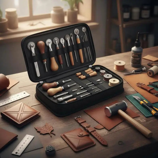Leather Crafting Supplies Set 38 PCS For DIY Projects Hobby Crafting Professional Repair, Canvas Storage Bag Included Manual