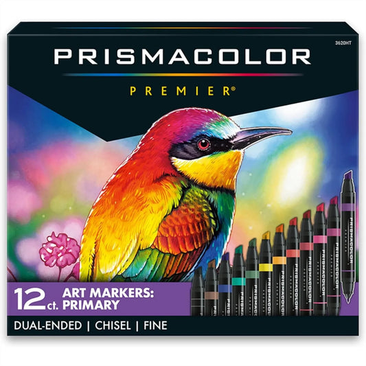 Prismacolor Premier Dual-Ended Art Markers with Fine and Chisel Tips, 12 Count for Adult Coloring and Creative Projects