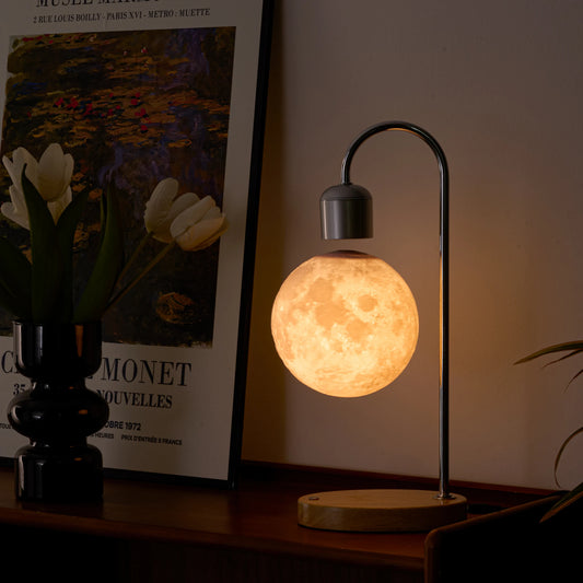 Magnetic Levitating Moon Lamp Levitation Plastic Black Table LED Night Light Zero-Gravity Floating Desk Toys for Decoration Gift