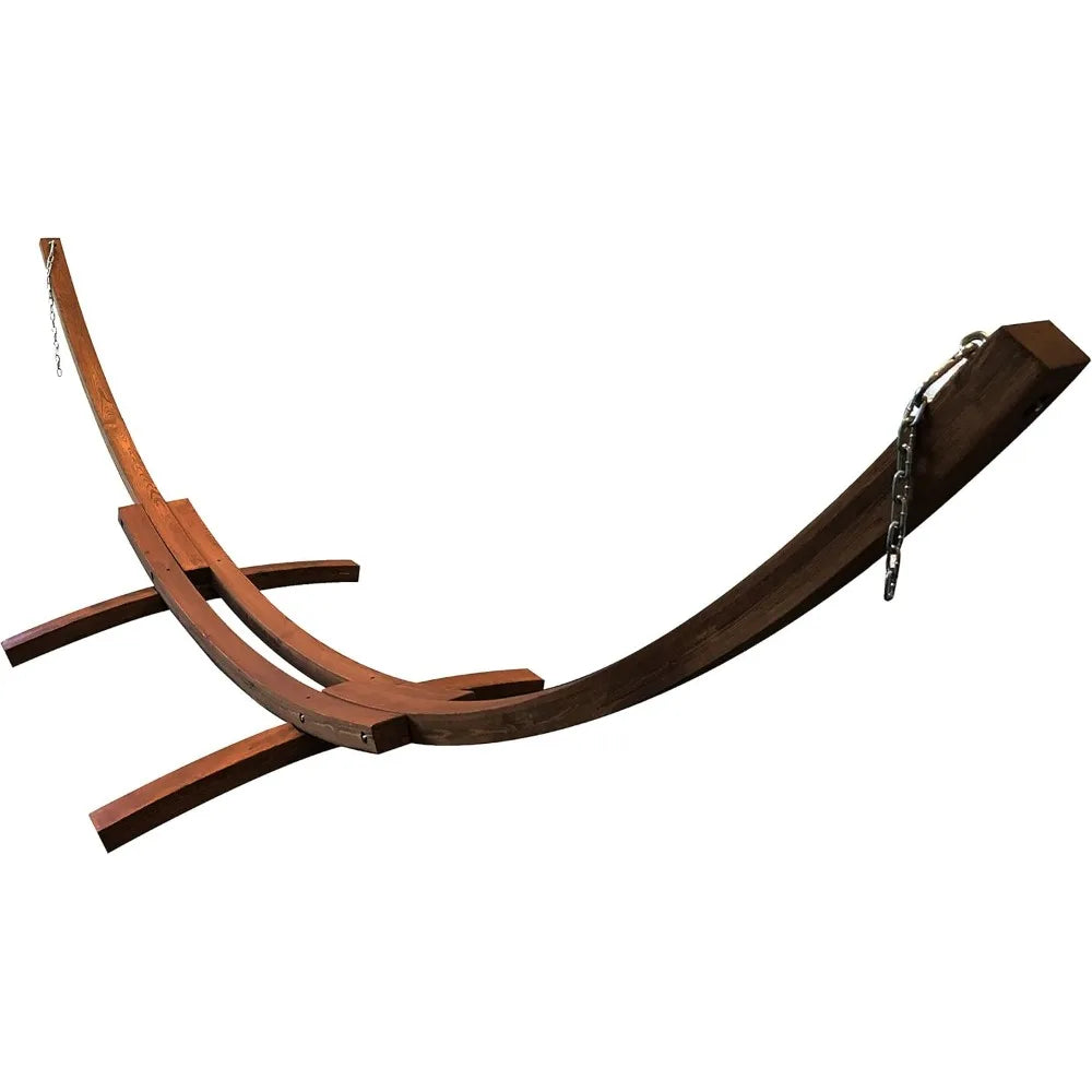 14 Ft. Wooden Arc Hammock Stand. 450 LB Capacity. Teak Stain Finish
