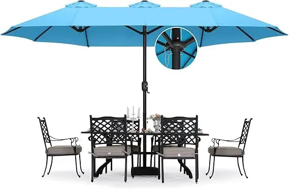 15FT Double-Sided Aluminum Table Patio Umbrella Garden Large Umbrella,Swimming Pool 12+Colors,Turquoise