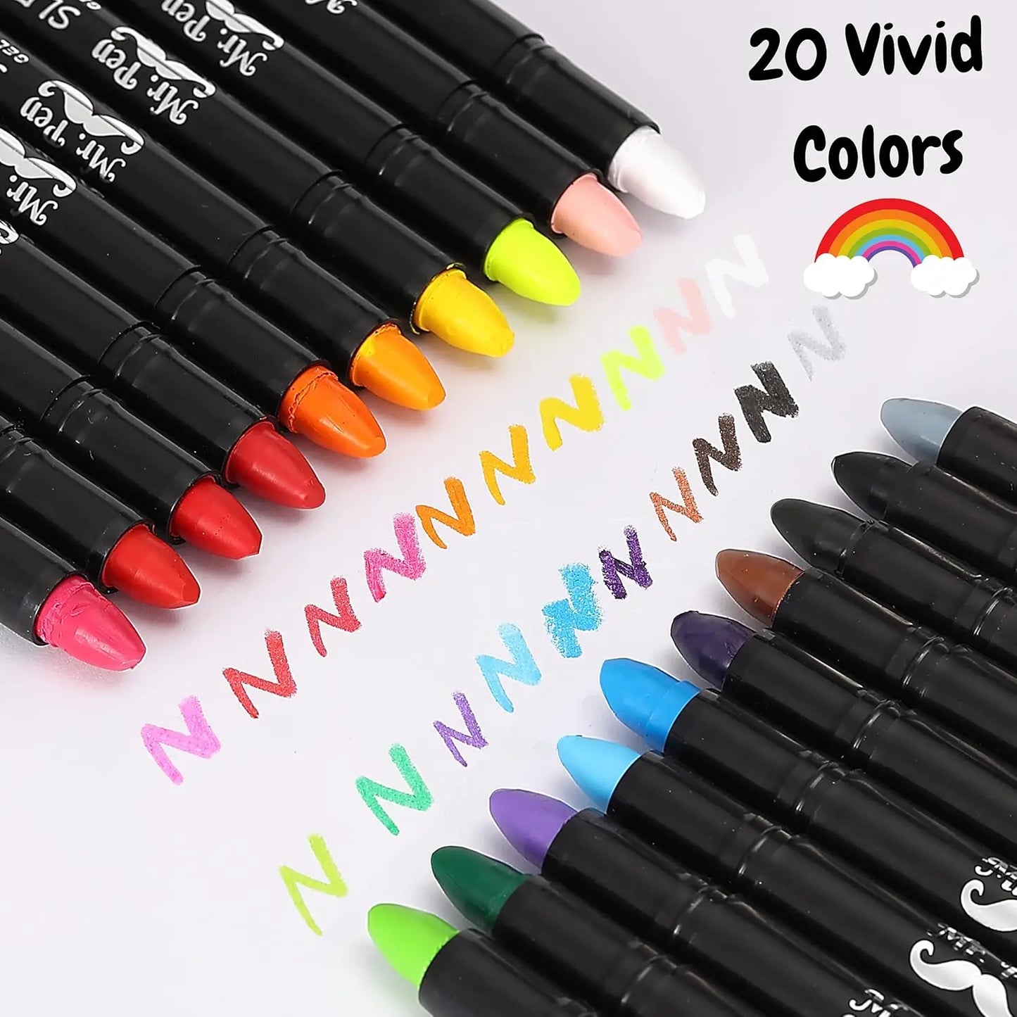 20 Twistable Gel Crayons, Non-Toxic, Smooth Drawing for Kids & Adults, Art Supplies