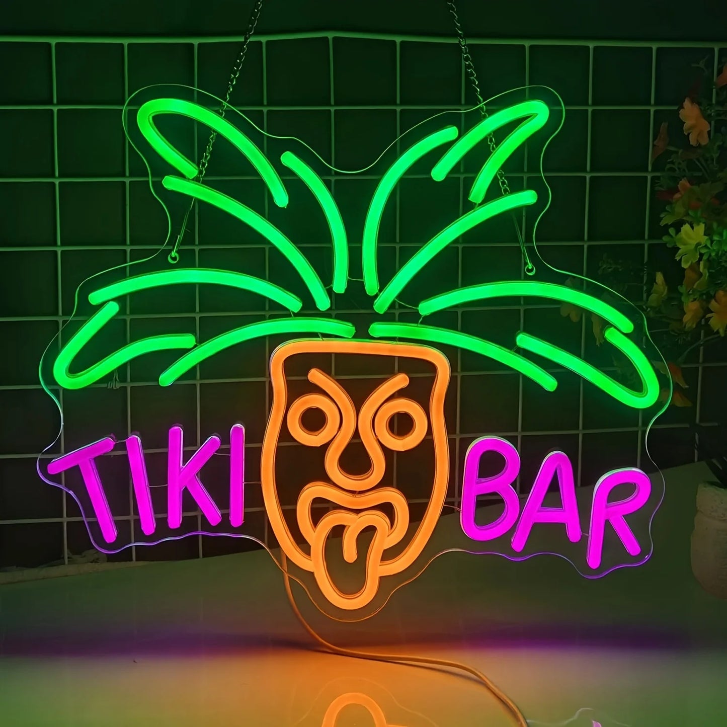 Tiki Bar Neon Light Sign Acrylic Dimmable LED Neon Sign 16"x13" Beer Bar Pub Club Restaurant Wall Deocr Artwork Gift Signs