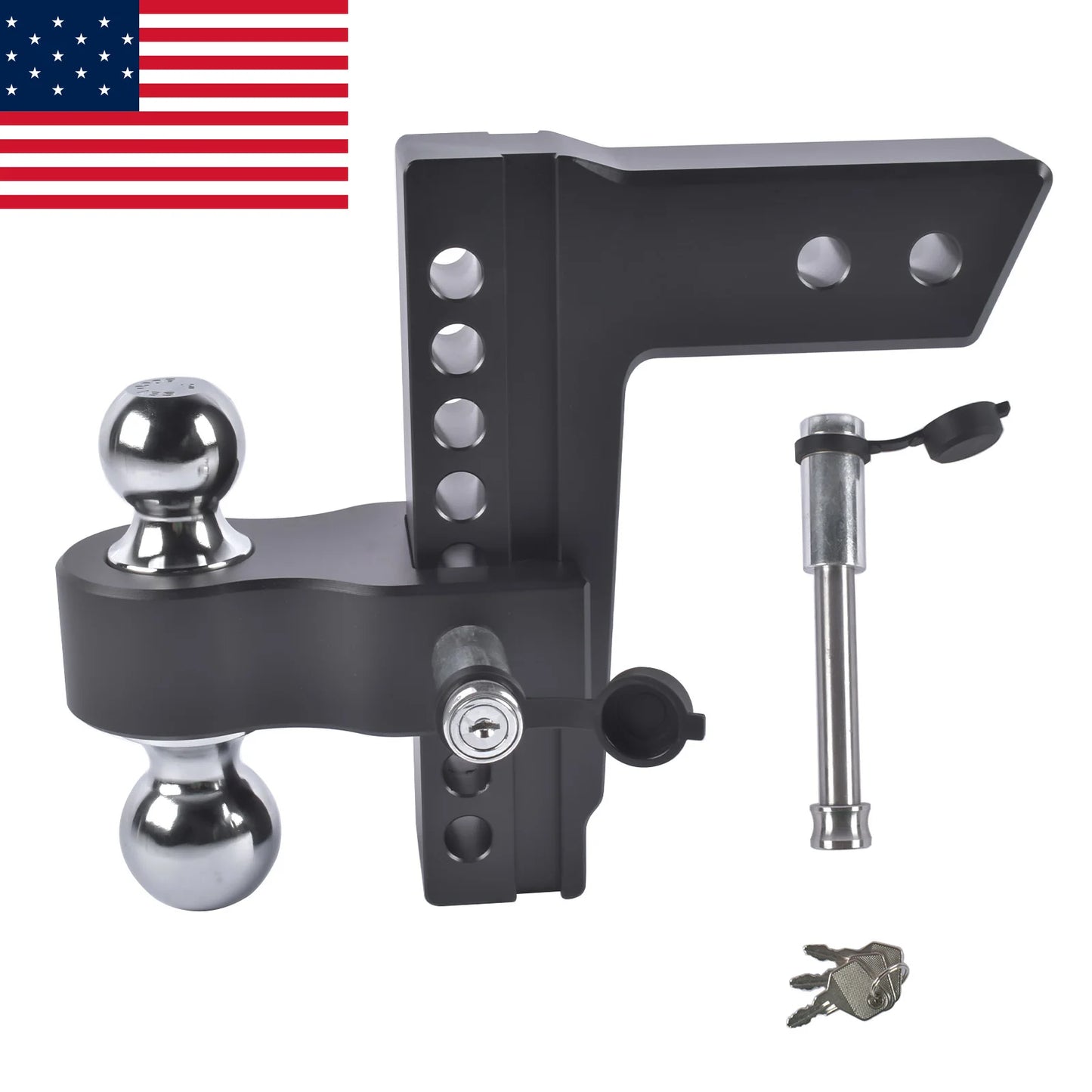 AP03 Adjustable Trailer Hitch Fits 2.5" Receiver | 8" Drop/Rise Heavy Duty Aluminum