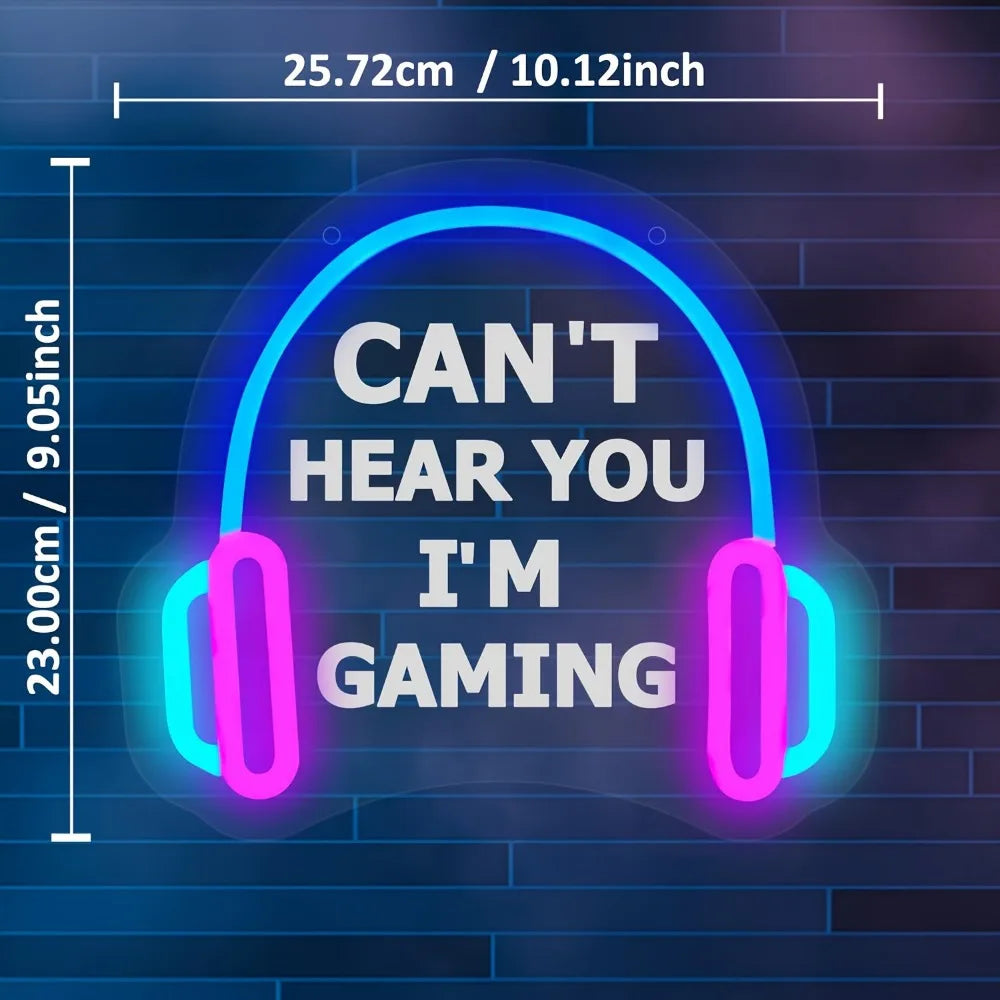 I'm playing a game and can't hear you LED gamer headsets Neon lights for game room wall decorations, gifts